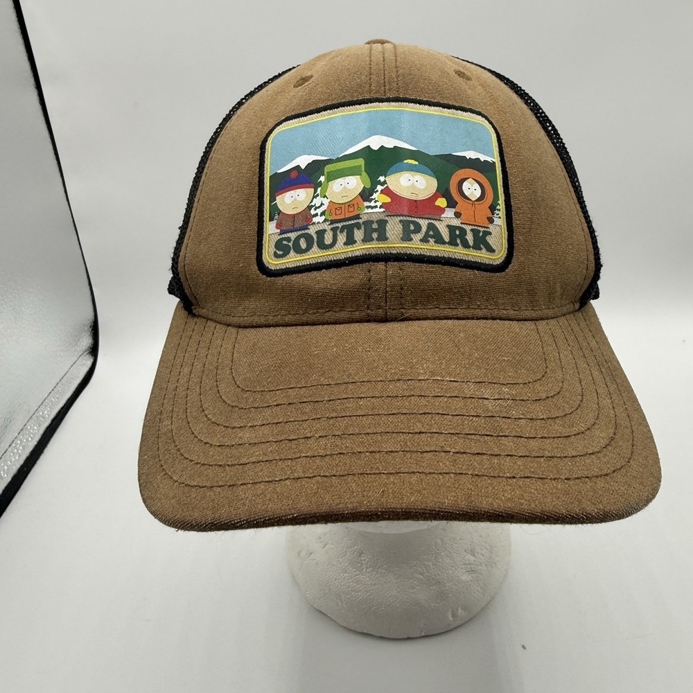 South‎ Park Snapback Hat Tan Black Adjustable Mesh Back Trucker Cap Cartoon Y2K